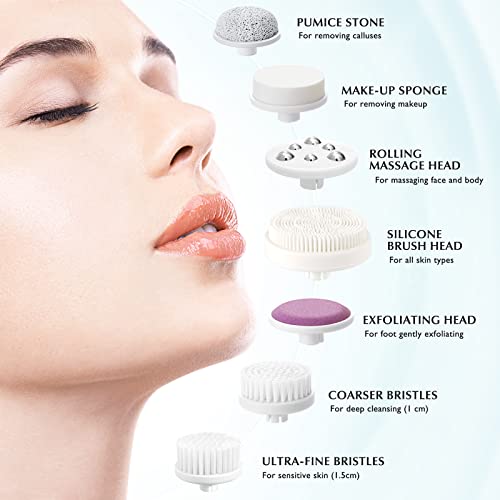 COSLUS 7-in-1 Electrical Silicone Facial Cleaning Brush: JBK-D Waterproof Exfoliating and Massaging System for Deep Cleansing and Spa Remedies