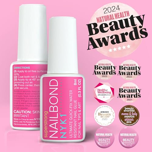 Extremely Sturdy Nail Glue for Press-On Nails, Nail Ideas, and Acrylic Nails (8ml) - NYK1 Brush-On Nail Bond for Lengthy-Lasting Faux Nails