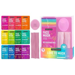 Freeman 14-Piece Love To Masks Selection Set: Face Masks Appropriate for All Pores and skin Sorts, Hydrating, Detoxifying, and Clarifying, Contains Exfoliating Scrub, Bonus Headband and Pores and skin…