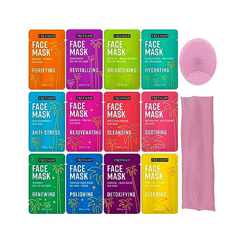 Freeman 14-Piece Love To Masks Selection Set: Face Masks Appropriate for All Pores and skin Sorts, Hydrating, Detoxifying, and Clarifying, Contains Exfoliating Scrub, Bonus Headband and Pores and skin...