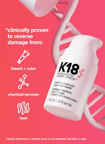 K18 Depart-In Molecular Hair Masks for Repairing Dry or Broken Hair - Restores Hair from Bleach, Shade Remedies, Chemical Providers, and Warmth Publicity