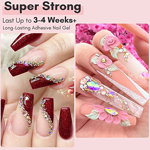 Makartt Rhinestone Nail Glue: Extremely Robust Gel Adhesive for 3D Christmas Nail Decorations, Bling Gel for Gem Artwork and Jewel Diamonds - 30ML, Cured Wanted