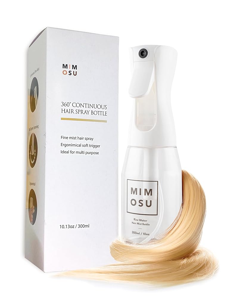 Mimosu Steady Spray Bottle for Hair Development – 10oz/300ml Fantastic Mist Sprayer for Hair Styling, Salons, Cleaning, Excellent for DIY Rice Water Kits, Curly Hair Care