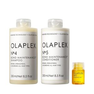 Olaplex Wash and Shine Hair Care Bundle: No. 4, 5, and seven Shampoo and Conditioner Set for Cleaning, Hydration, and Frizz Management for As much as 72 Hours, Plus Bonding Oil for Shine…