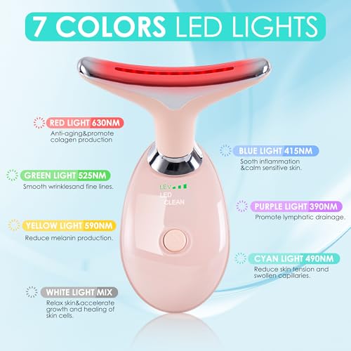 Pink Facial Massager and Sculpting Wand for Face and Neck with Purple Mild Remedy and seven Coloration Choices - At-Dwelling Skincare Device